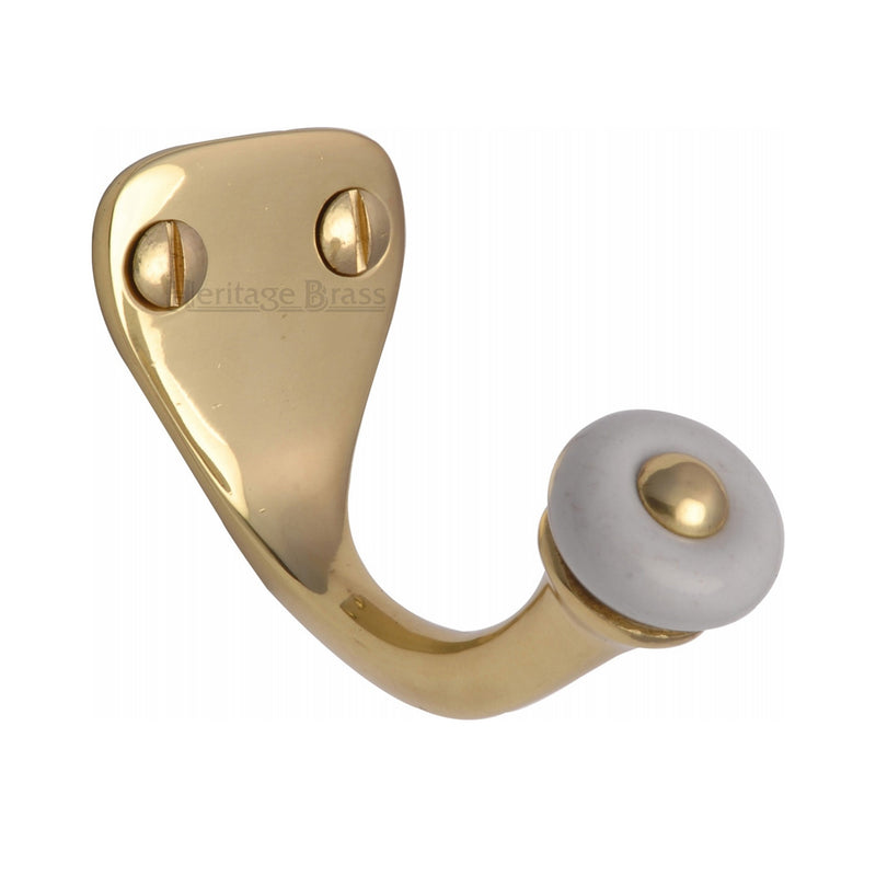 Heritage Brass Single Robe Hook Polished Brass finish - V1044-PB