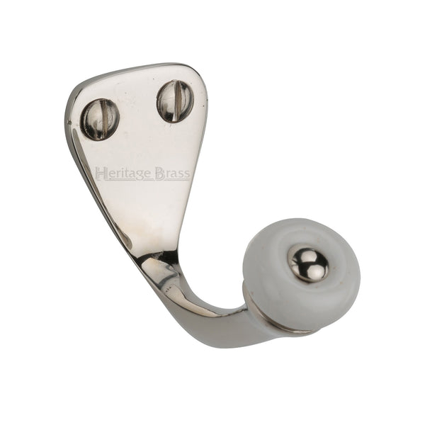 Heritage Brass Single Robe Hook Polished Nickel - V1044-PNF