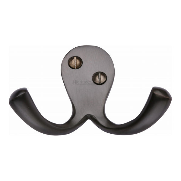 Heritage Brass Double Coat Hook Matt Bronze finish - V1060-MB