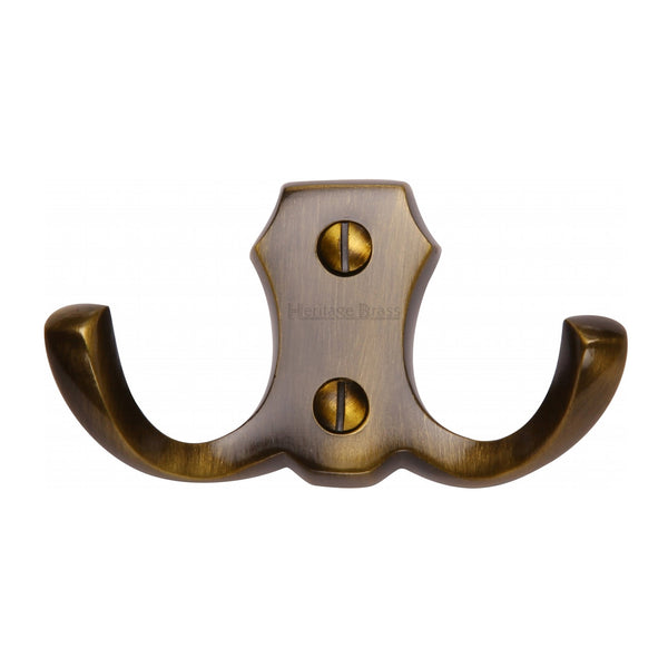 Heritage Brass Double Coat Hook Antique finish - V1062-AT