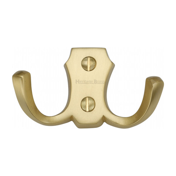 Heritage Brass Double Coat Hook Satin Brass finish - V1062-SB