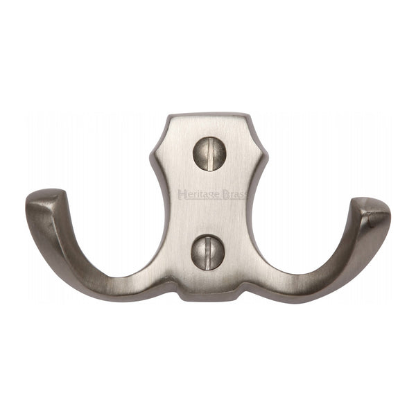 Heritage Brass Double Coat Hook Satin Nickel finish - V1062-SN