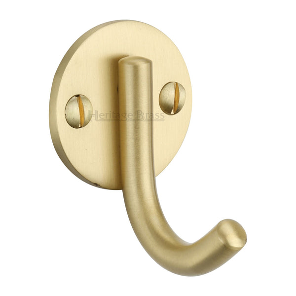 Heritage Brass Single Robe Hook Satin Brass Finish - V1064-SB