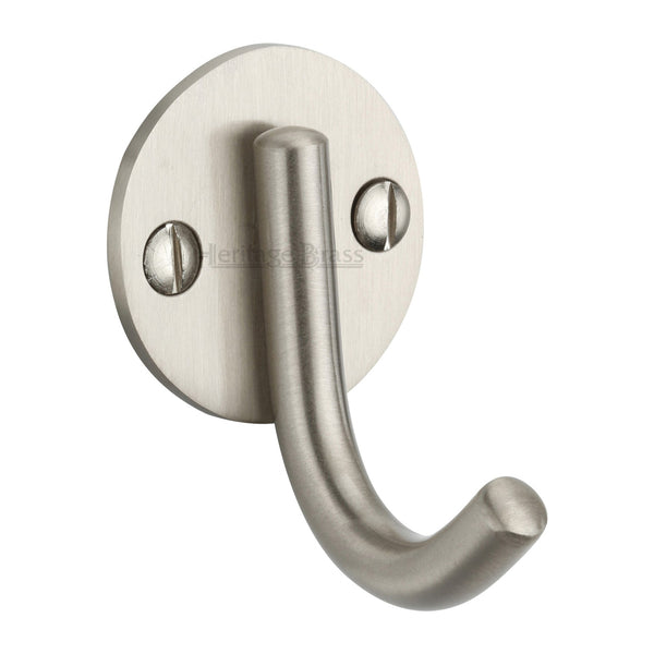 Heritage Brass Single Robe Hook Satin Nickel Finish - V1064-SN