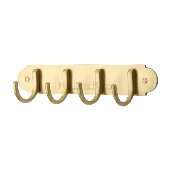 Heritage Brass Coat Hooks on Plate Satin Brass Finish - V1079-SB