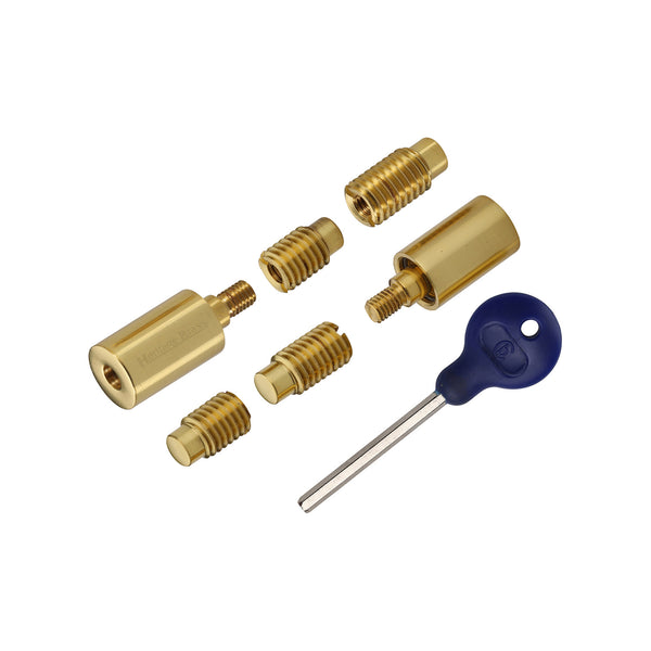 Heritage Brass Sash Window Stop (pair) with key Polished Brass - V1108-PB