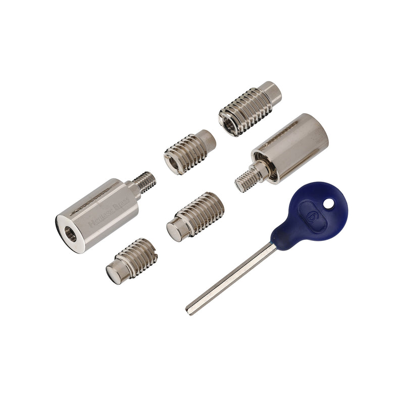 Heritage Brass Sash Window Stop (pair) with key Polished Nickel Finish - V1108-PNF