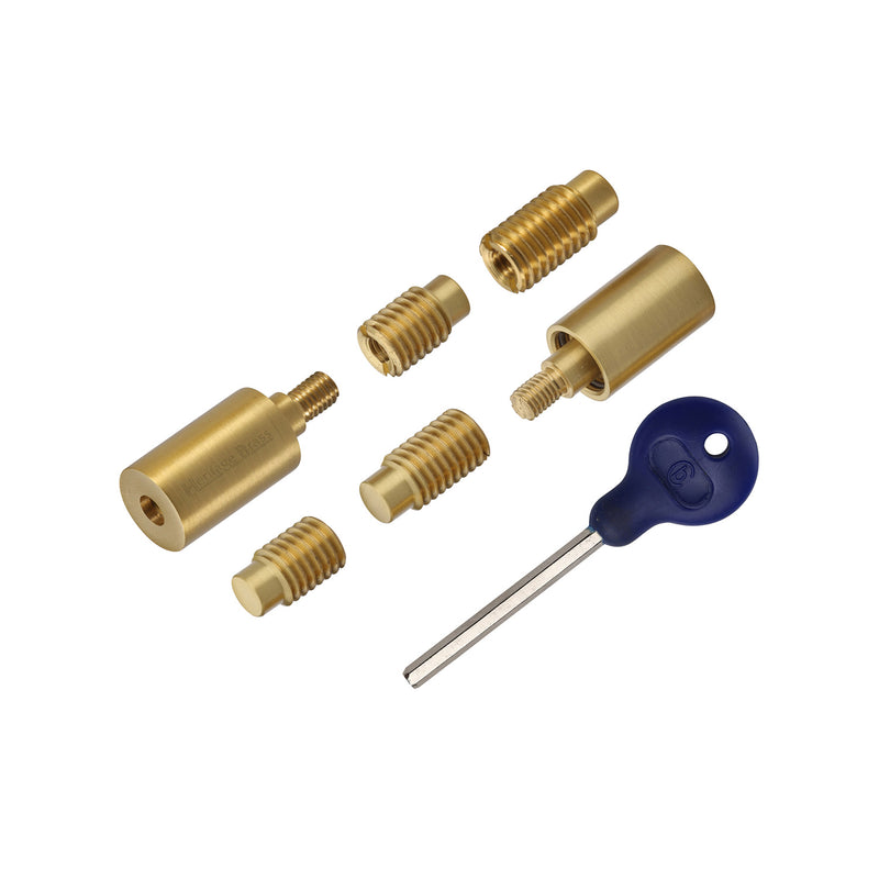 Heritage Brass Sash Window Stop (pair) with key Satin Brass - V1108-SB