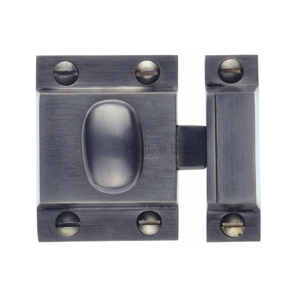 Heritage Brass Cupboard Latch with Oval Turn Matt Black Finish
 - V1112-BKMT - Choice Handles