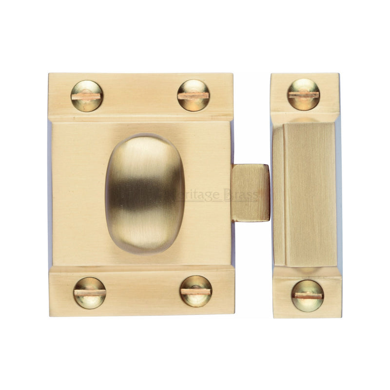 Heritage Brass Cupboard Latch with Oval Turn Satin Brass Finish
 - V1112-SB - Choice Handles