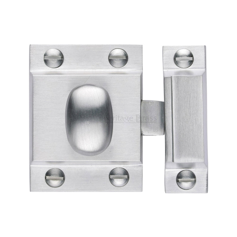 Heritage Brass Cupboard Latch with Oval Turn Satin Chrome Finish
 - V1112-SC - Choice Handles