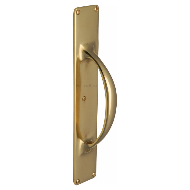 Heritage Brass Door Pull Handle on Plate Polished Brass finish - V1155-PB - Choice Handles