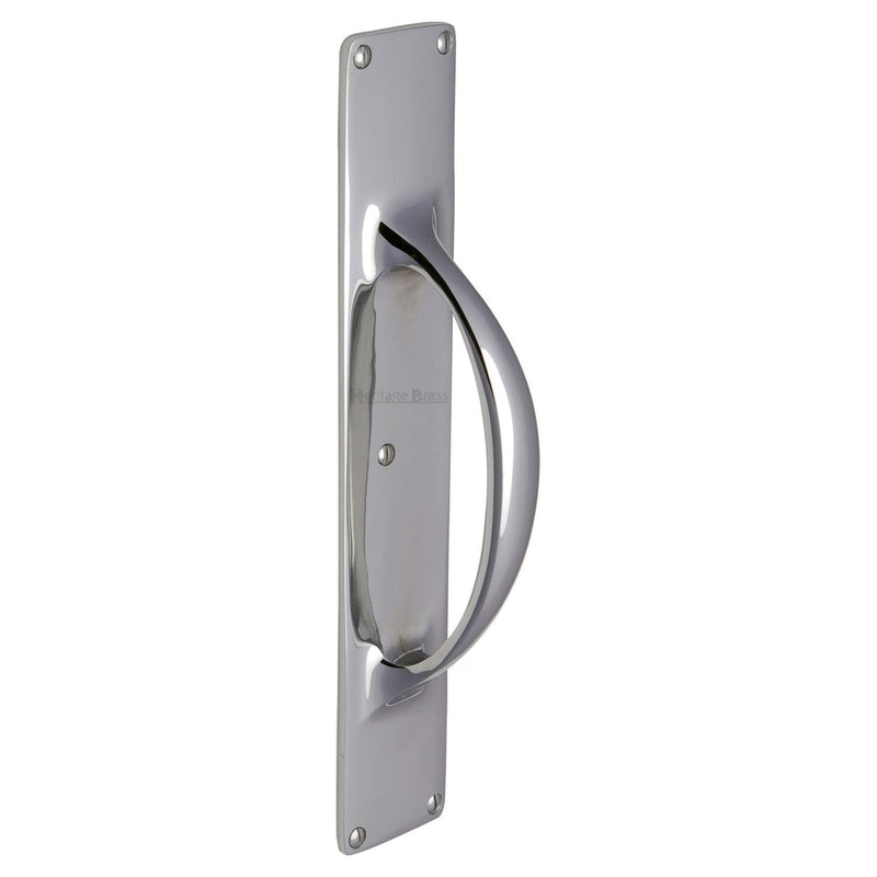 Heritage Brass Door Pull Handle on Plate Polished Chrome finish - V1155-PC - Choice Handles