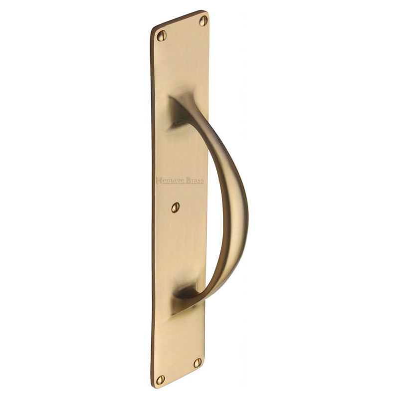 Heritage Brass Door Pull Handle on Plate Satin Brass finish - V1155-SB - Choice Handles