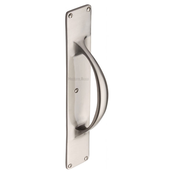 Heritage Brass Door Pull Handle on Plate Satin Nickel finish - V1155-SN - Choice Handles