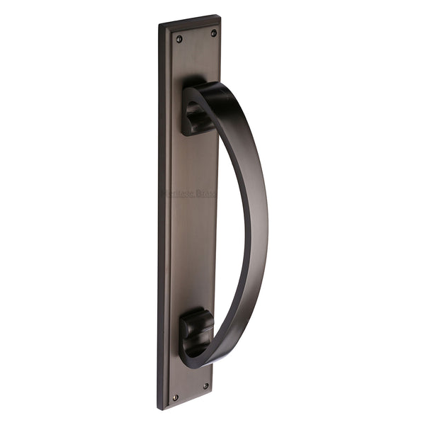 Heritage Brass Door Pull Handle on Plate Matt Bronze finish - V1162-MB - Choice Handles