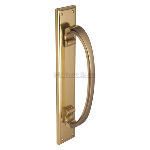 Heritage Brass Door Pull Handle on Plate Polished Brass finish - V1162-PB - Choice Handles