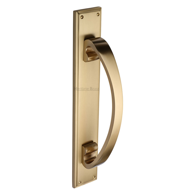 Heritage Brass Door Pull Handle on Plate Satin Brass finish - V1162-SB - Choice Handles