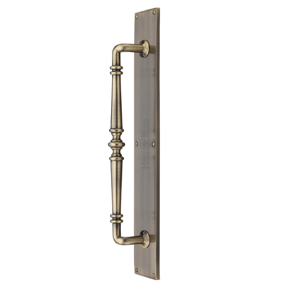 Heritage Brass Door Pull Handle on Plate Avon Design Antique Brass finish - V1165-AT - Choice Handles