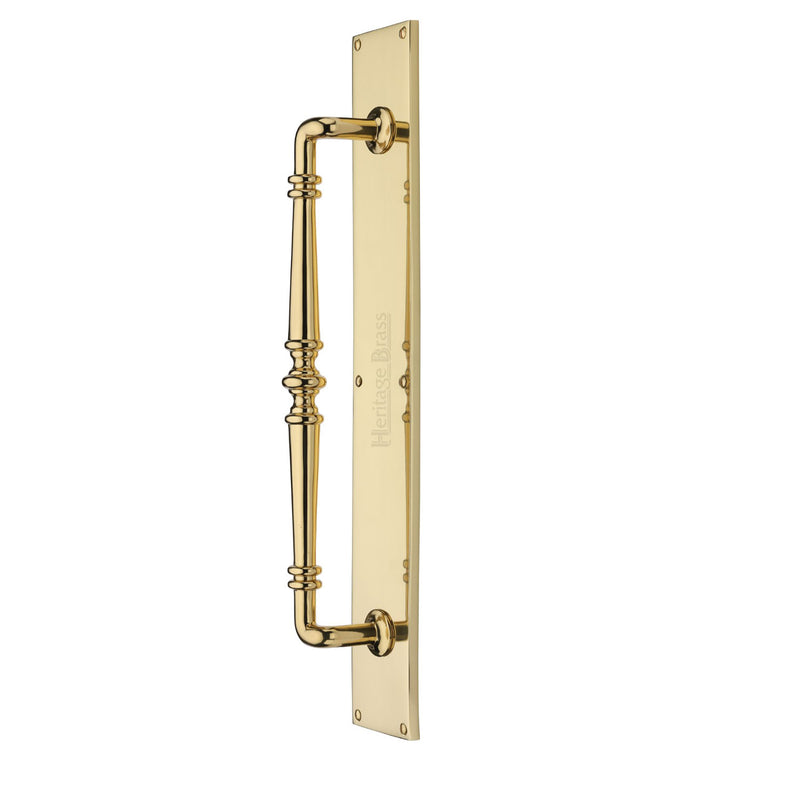 Heritage Brass Door Pull Handle on Plate Avon Design Polished Brass finish - V1165-PB - Choice Handles