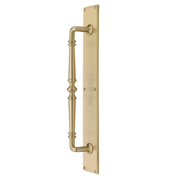 Heritage Brass Door Pull Handle on Plate Avon Design Satin Brass finish - V1165-SB - Choice Handles