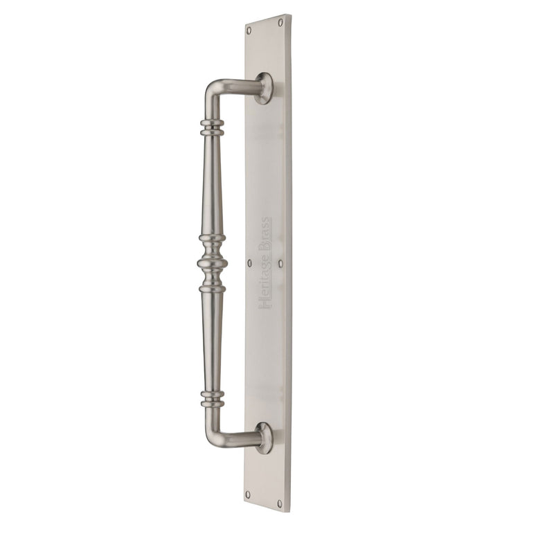 Heritage Brass Door Pull Handle on Plate Avon Design Satin Nickel finish - V1165-SN - Choice Handles