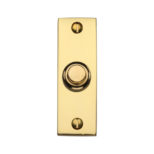 Heritage Brass Rectangular Bell Push Unlacquered Brass finish - FB376 - Choice Handles