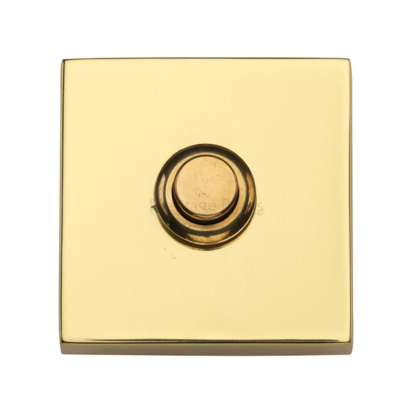 Heritage Brass Square Bell Push Polished Brass finish - FB387 - Choice Handles
