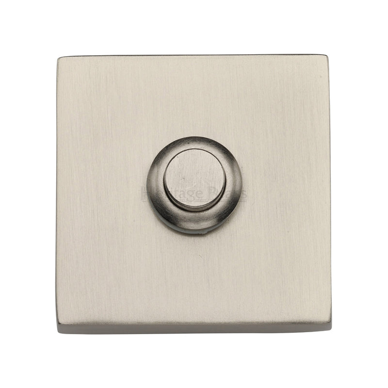 Heritage Brass Square Bell Push Satin Nickel finish - FB392 - Choice Handles