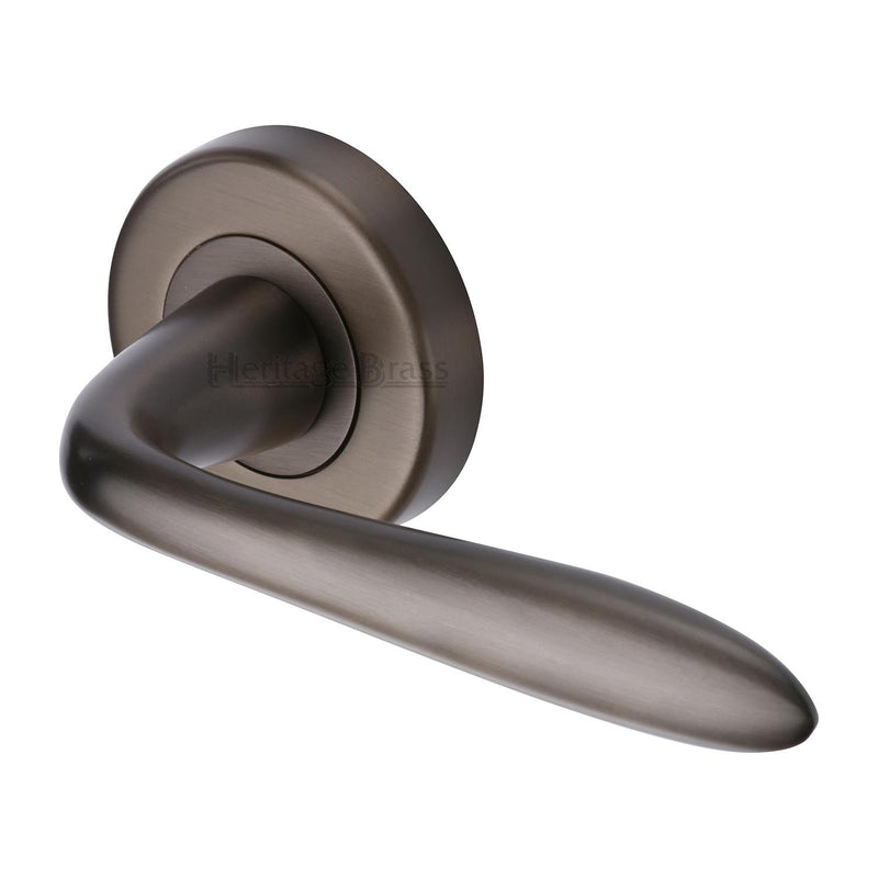 Heritage Brass Door Handle Lever Latch on Round Rose Sutton Design Matt Bronze finish - V1750-MB - Choice Handles