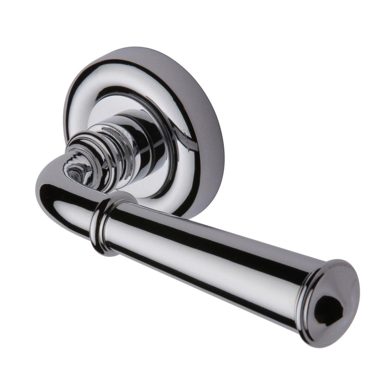 Heritage Brass Door Handle Lever Latch on Round Rose Colonial Design Polished Chrome finish - V1932-PC - Choice Handles