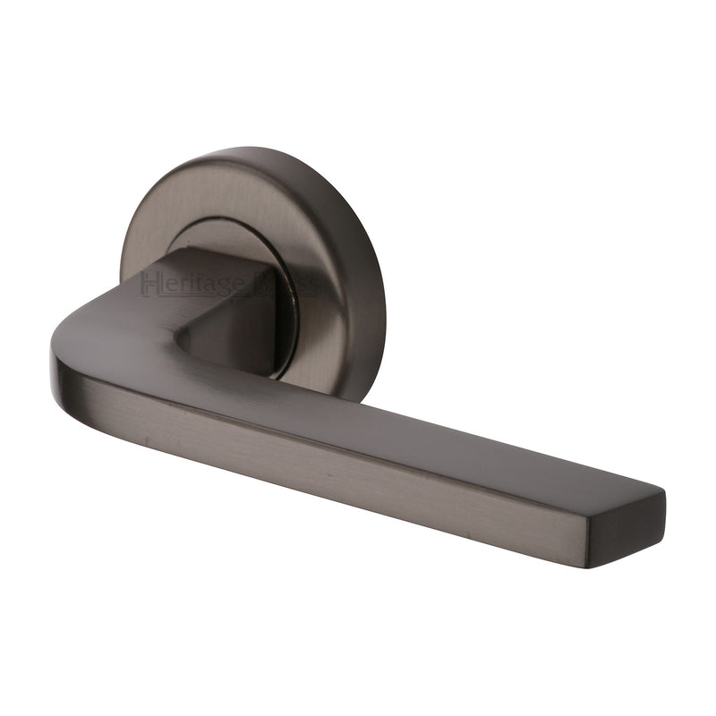 Heritage Brass Door Handle Lever on Rose Bellagio Design Matt Bronze Finish - V2015-MB - Choice Handles