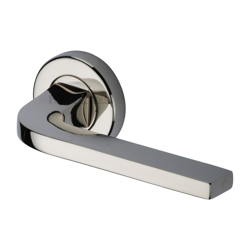 Heritage Brass Door Handle Lever on Rose Bellagio Design Polished Nickel Finish - V2015-PNF - Choice Handles