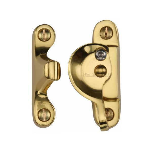 Heritage Brass Fitch Pattern Sash Fastener Lockable Polished Brass Finish - V2060L-PB