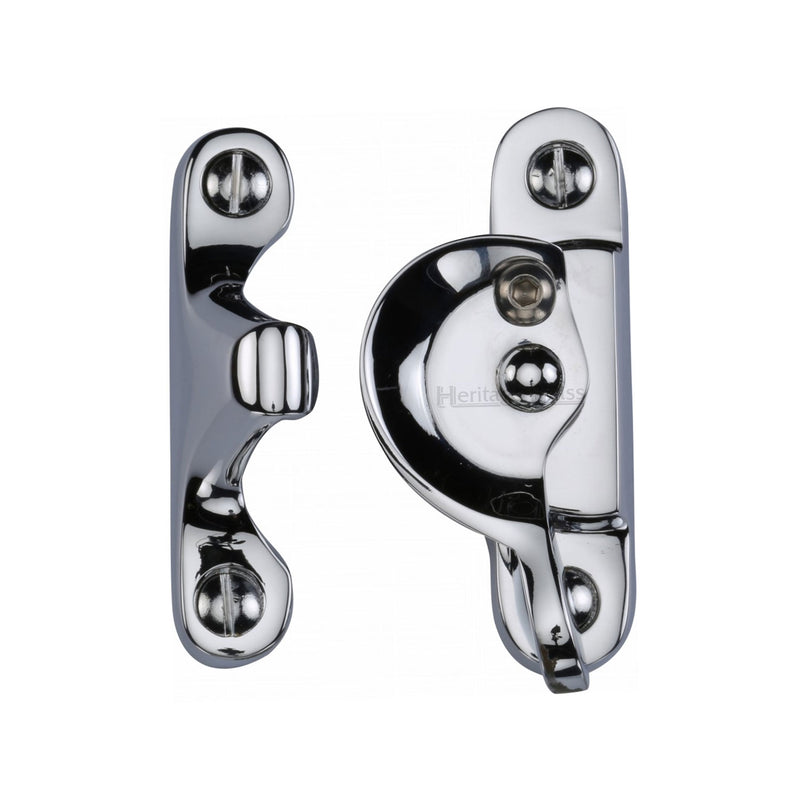 Heritage Brass Fitch Pattern Sash Fastener Lockable Polished Chrome Finish - V2060L-PC