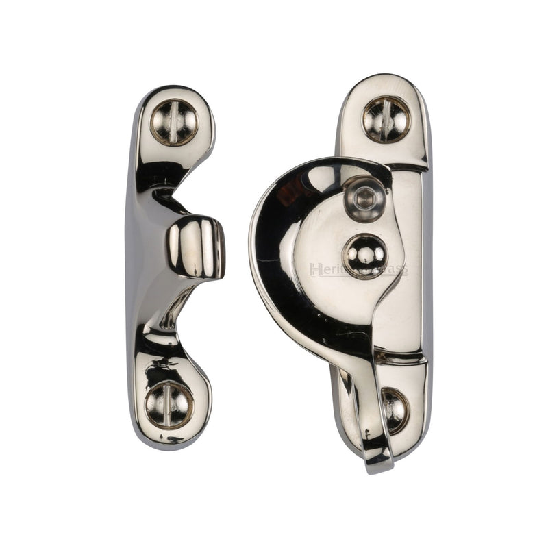 Heritage Brass Fitch Pattern Sash Fastener Lockable Polished Nickel Finish - V2060L-PNF