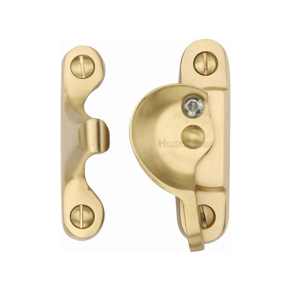 Heritage Brass Fitch Pattern Sash Fastener Lockable Satin Brass Finish - V2060L-SB