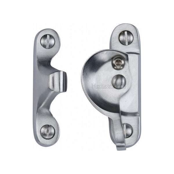 Heritage Brass Fitch Pattern Sash Fastener Lockable Satin Chrome Finish - V2060L-SC