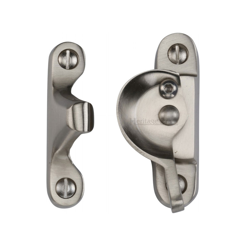 Heritage Brass Fitch Pattern Sash Fastener Lockable Satin Nickel Finish - V2060L-SN