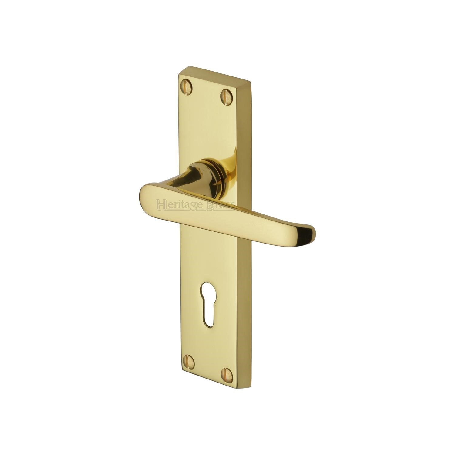 Heritage Brass Door Handle Lever Lock Victoria Design Polished Brass f