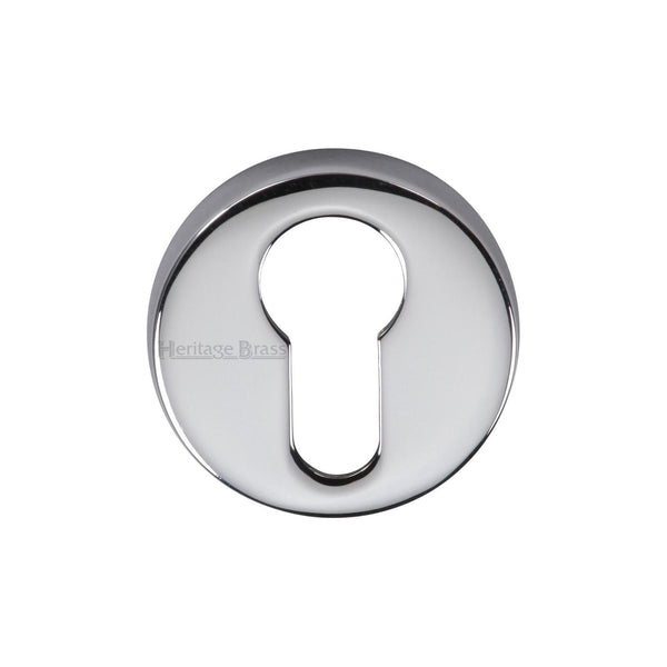 Heritage Brass Euro Profile Cylinder Escutcheon Polished Chrome finish - V4008-PC - Choice Handles