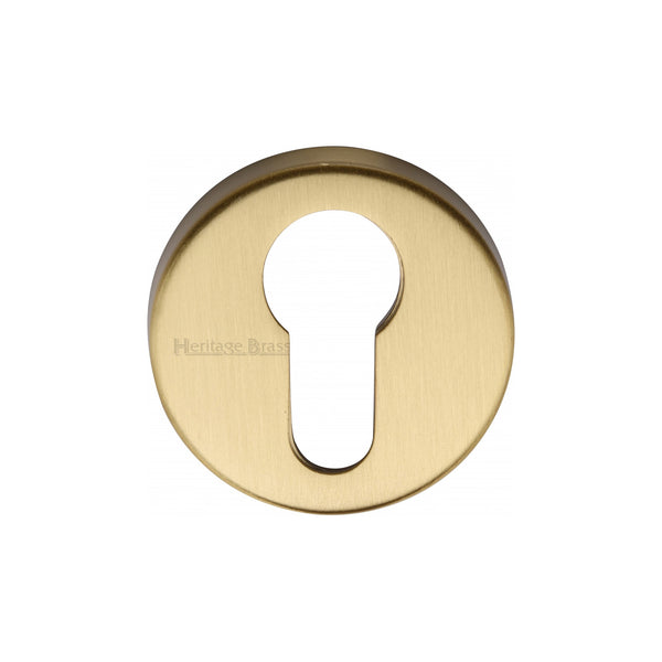 Heritage Brass Euro Profile Cylinder Escutcheon Satin Brass Finish - V4008-SB - Choice Handles