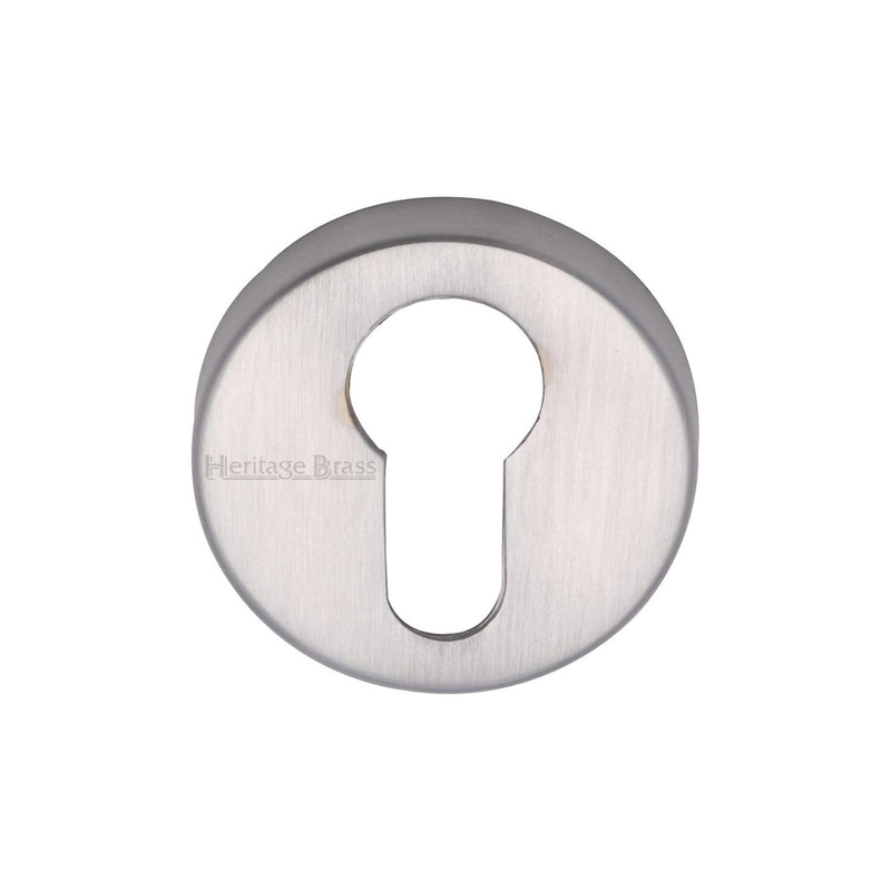 Heritage Brass Euro Profile Cylinder Escutcheon Satin Chrome finish - V4008-SC - Choice Handles