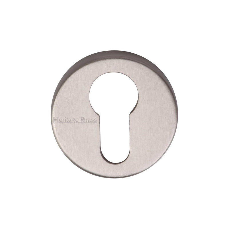 Heritage Brass Euro Profile Cylinder Escutcheon Satin Nickel finish - V4008-SN - Choice Handles