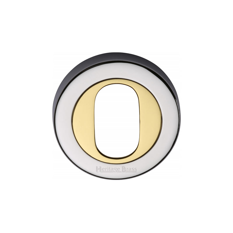 Heritage Brass Oval Profile Cylinder Escutcheon Chrome & Brass finish - V4010-CB - Choice Handles