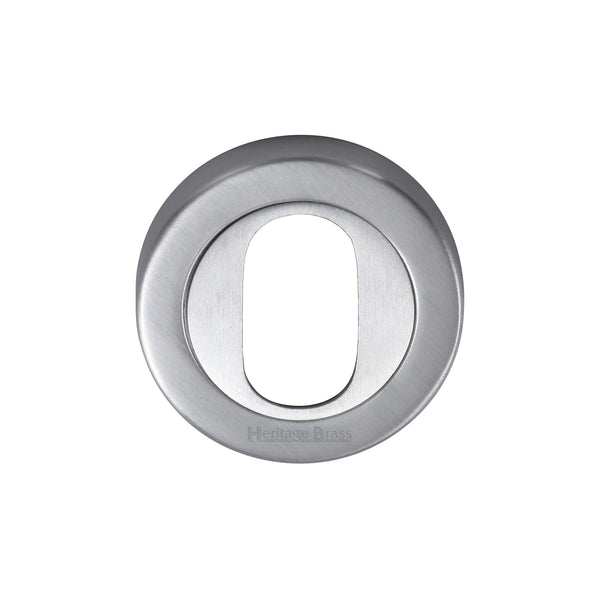 Heritage Brass Oval Profile Cylinder Escutcheon Satin Chrome finish - V4010-SC - Choice Handles