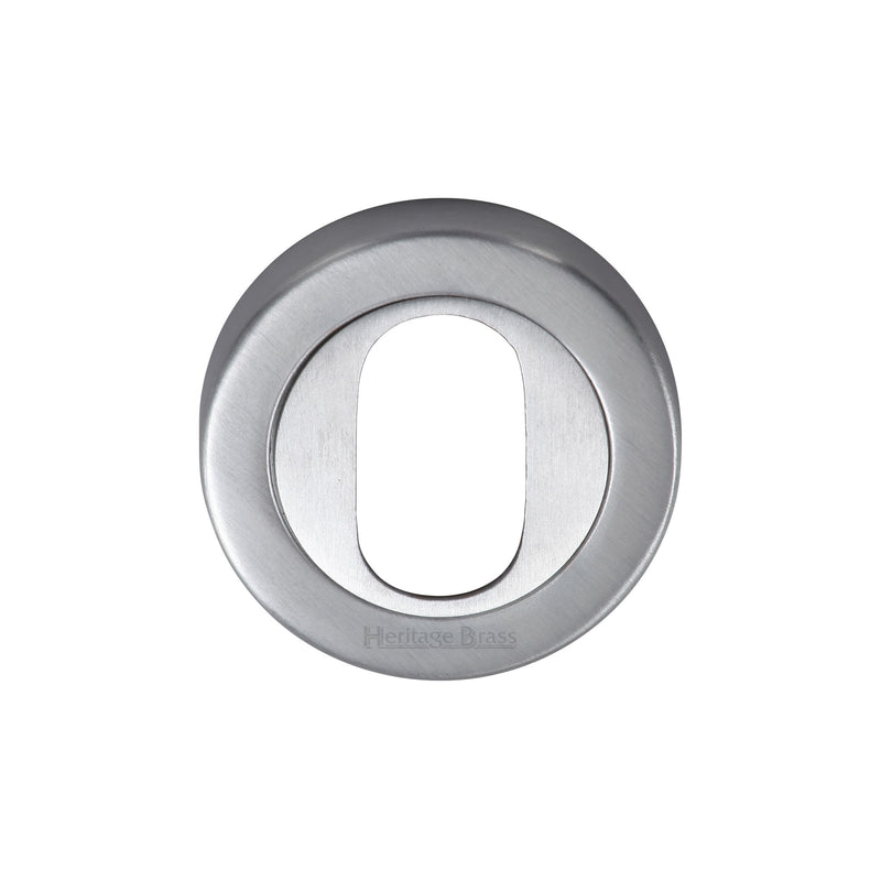 Heritage Brass Oval Profile Cylinder Escutcheon Satin Chrome finish - V4010-SC - Choice Handles