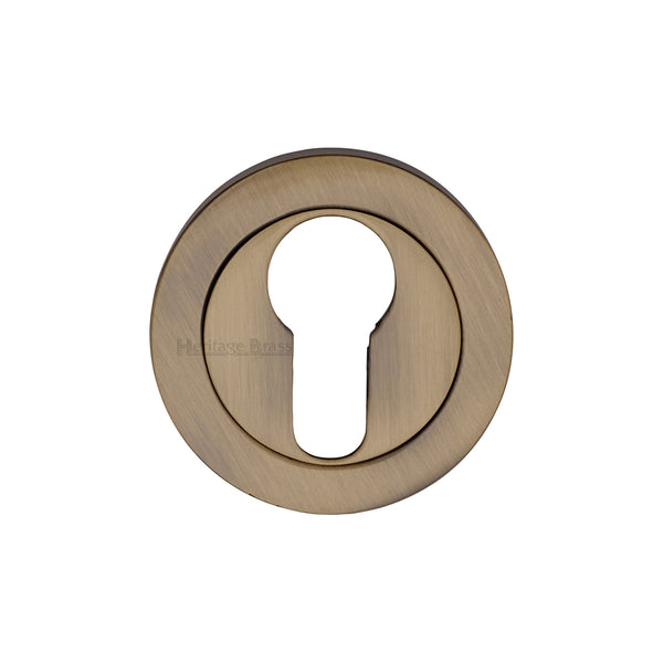 Heritage Brass Euro Profile Cylinder Escutcheon Antique finish
 - V4020-AT - Choice Handles