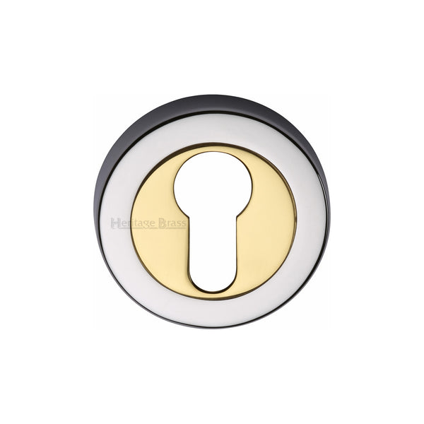 Heritage Brass Euro Profile Cylinder Escutcheon Chrome & Brass finish - V4020-CB - Choice Handles