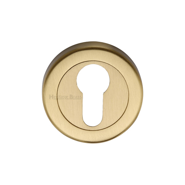 Heritage Brass Euro Profile Cylinder Escutcheon Satin Brass finish - V4020-SB - Choice Handles